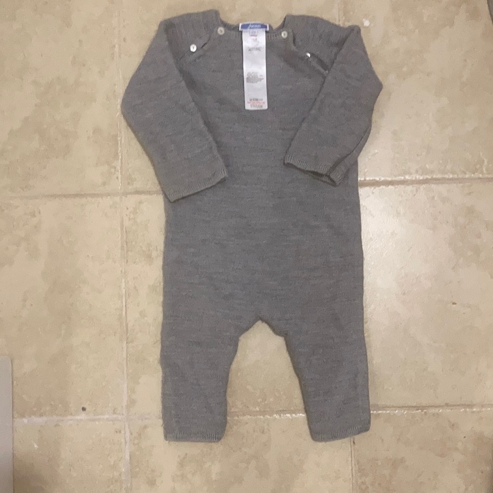 Jacadi grey knit merino jumpsuit